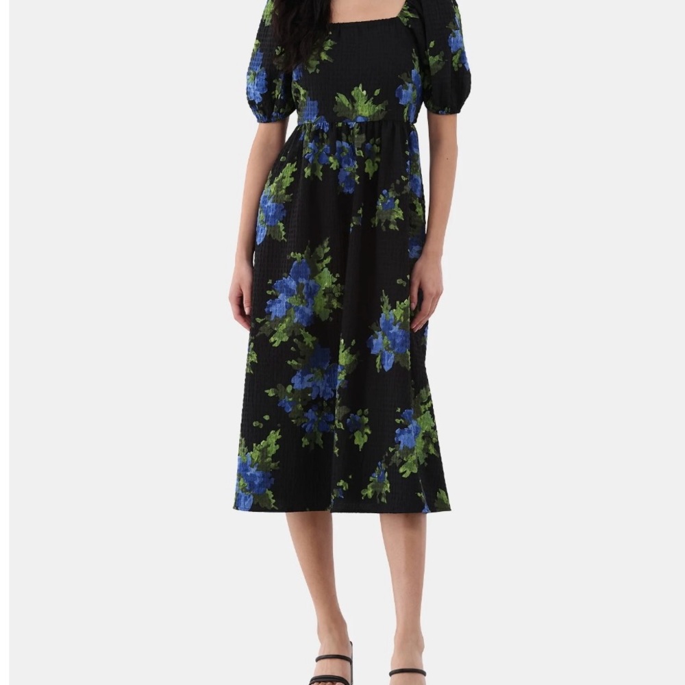 Floral Black and Blue Women's Dress